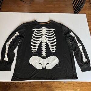 Way To Celebrate Halloween Skeleton Shirt Adult 2X Black Long Sleeve Mfd in 2024